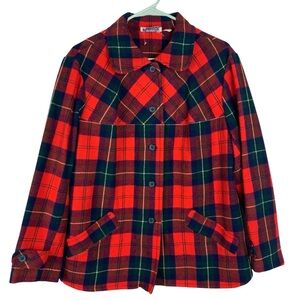 Vintage 70s 80s Pendleton 100% Wool Plaid Button Up Smock Top